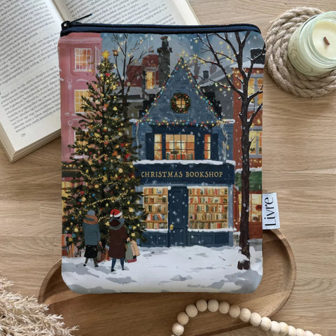 Obal na knihu na zips "Christmas Bookshop"